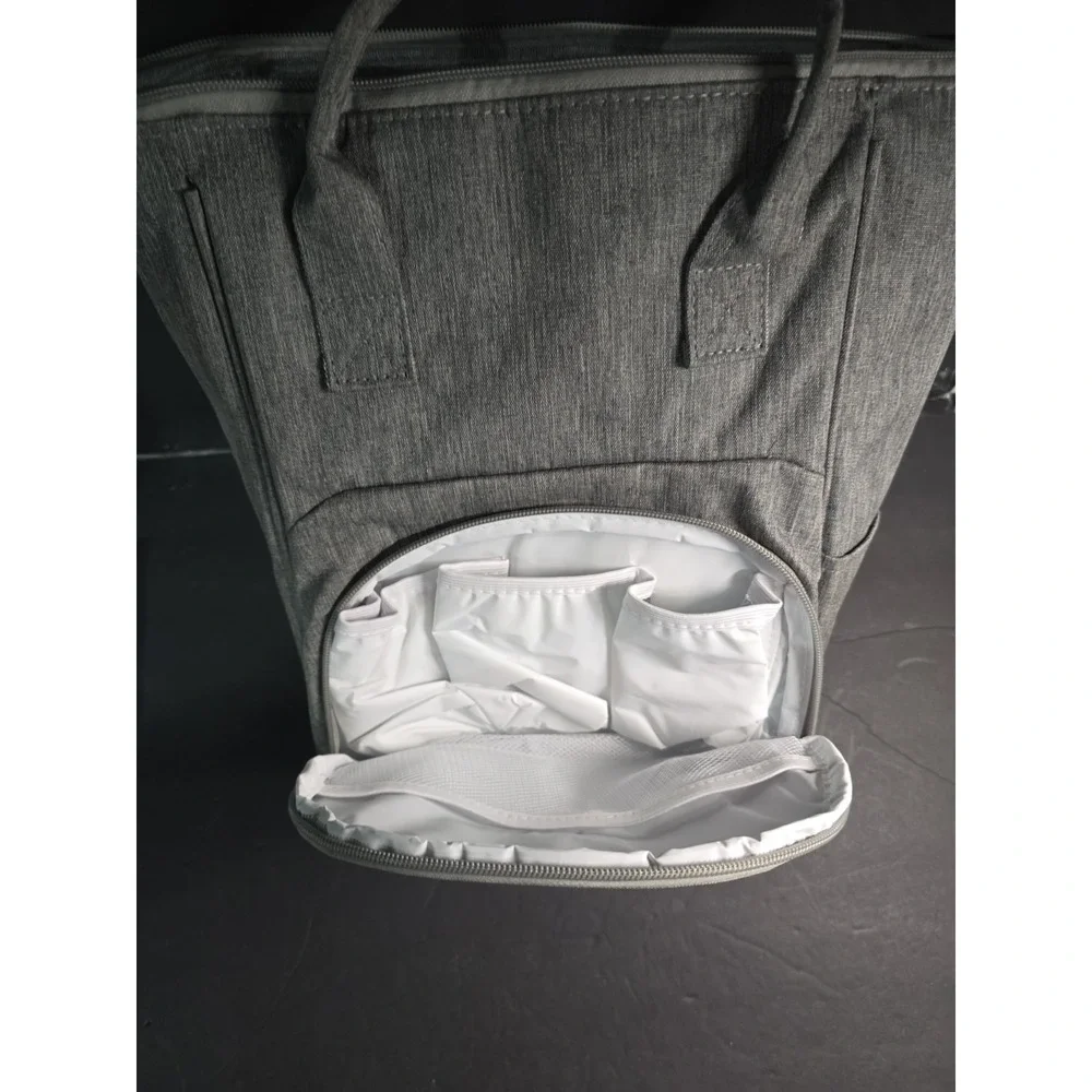 Enfamil Gray Heathered Diaper Bag Backpack with Insulated Bottle Pockets